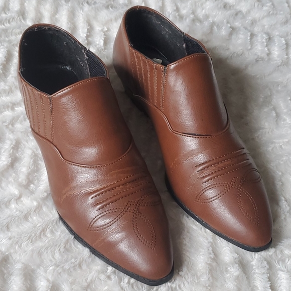 Vintage Sam & Libby Western Shoe Booties Slip On - Picture 2 of 7